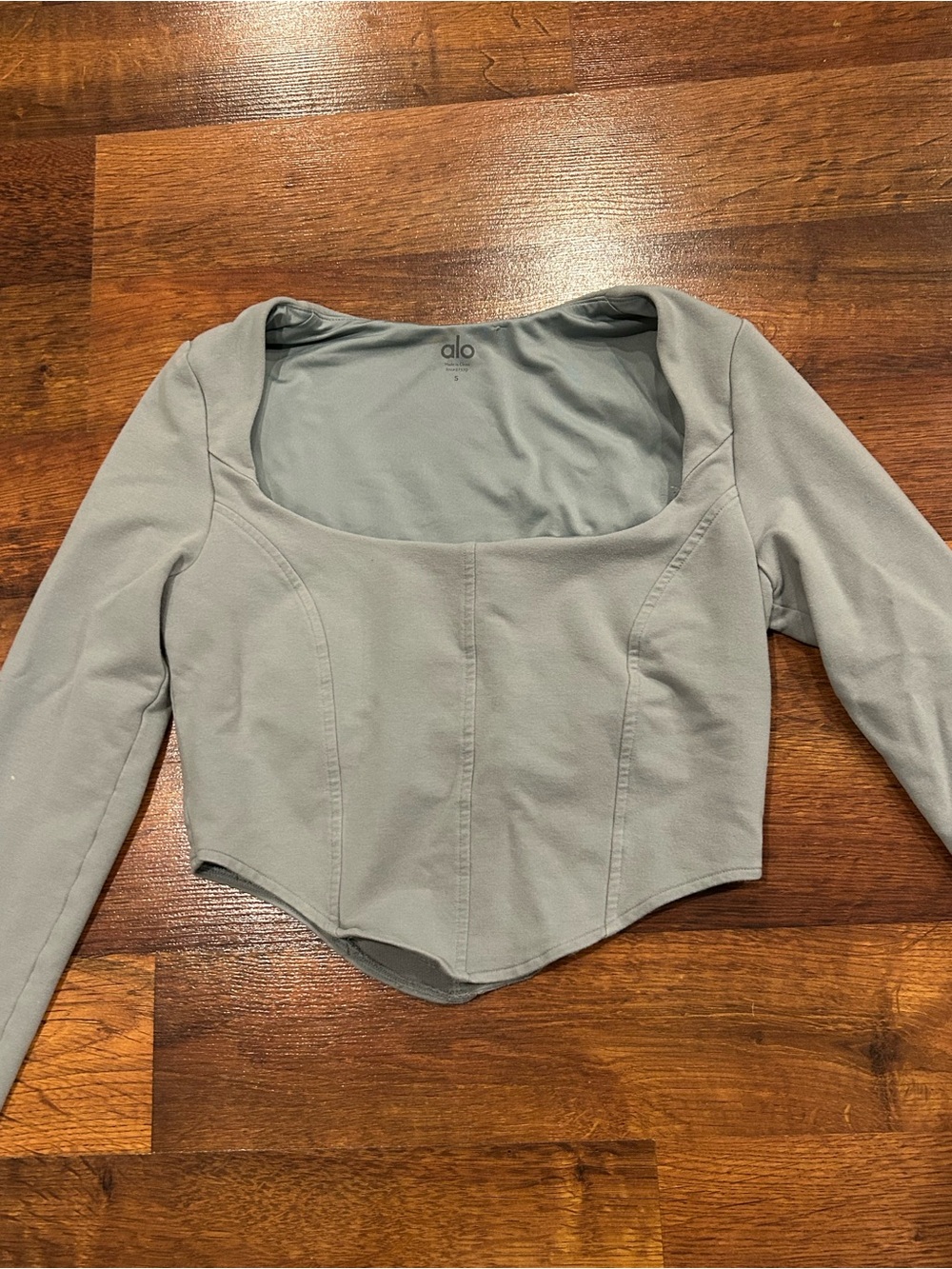 ALO Yoga Soft Sculpt Long Sleeve Top Blue Size Small Built in Bra